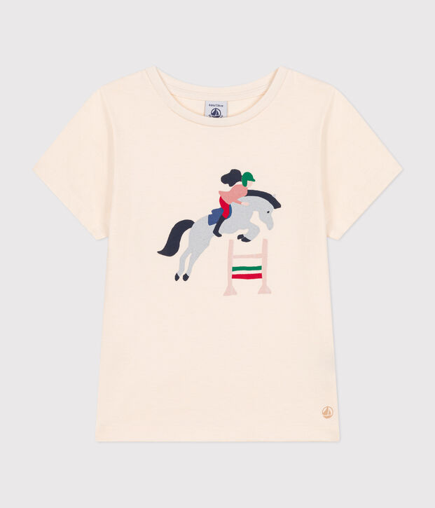 T-shirt a maniche corte in jersey bambina ecru