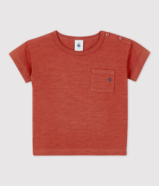 T-shirt bebè tinta unita a maniche corte in jersey marrone OMBRIE