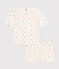 Pigiama corto in cotone con stampa a cuori donna bianco MARSHMALLOW/bianco MULTICO