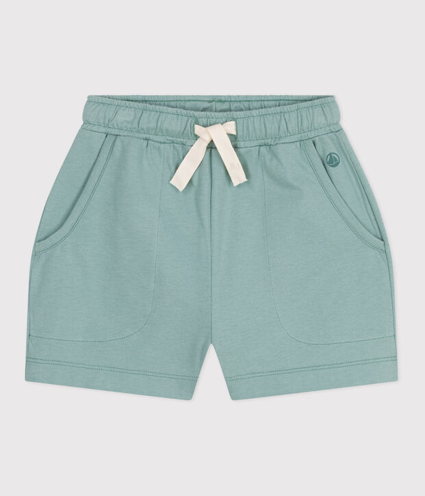 Shorts in cotone tinta unita bambina verde