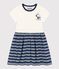 Abito manica corta in cotone bambina blu MEDIEVAL/bianco MARSHMALLOW