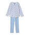 Pigiama per bambina in tubique reversibile bianco ECUME/blu BLEU/ MULTICO