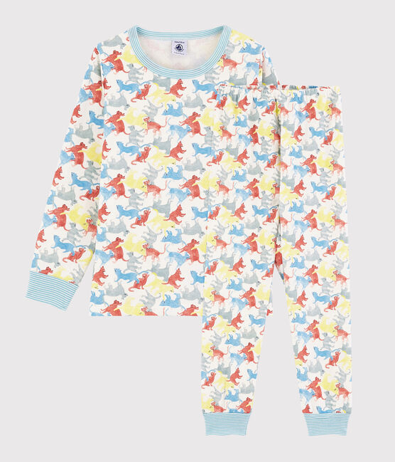 Pigiama stampa gatti bambino in molleton bianco MARSHMALLOW/bianco MULTICO