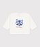T-shirt a maniche lunghe in cotone tinta unita con motivo neonato MILK