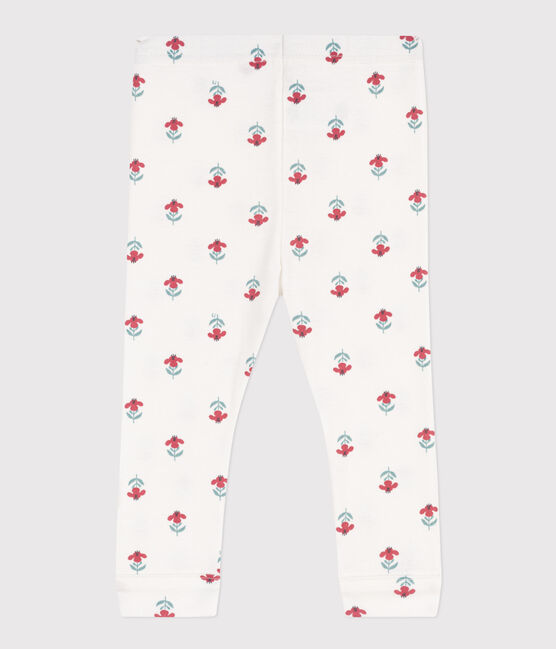 Leggins  bebè in cotone stampato a fiori bianco MARSHMALLOW/bianco MULTICO