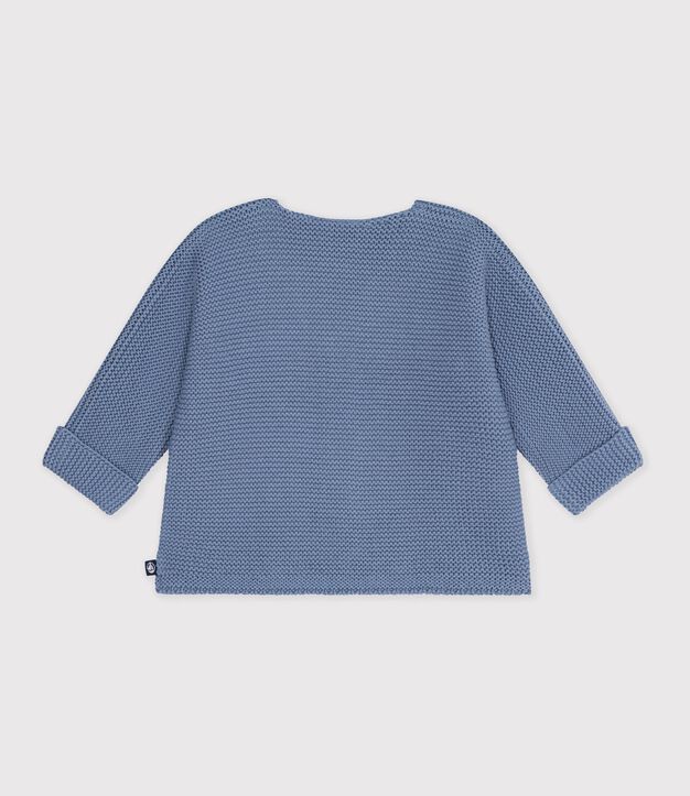 Cardigan in maglia di cotone a punto legaccio tinta unita neonato blu