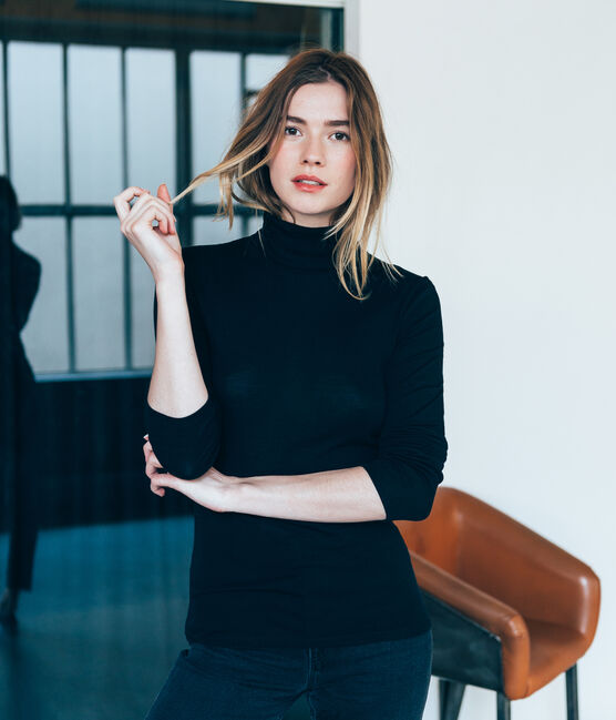 dolcevita donna in cotone leggero nero NOIR