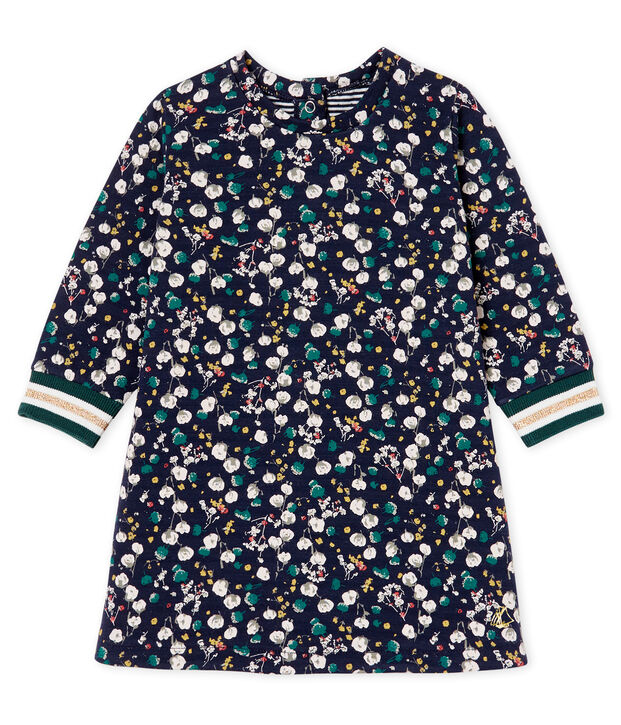 Abito a maniche lunghe da beb&egrave; femmina fantasia blu/multicolore