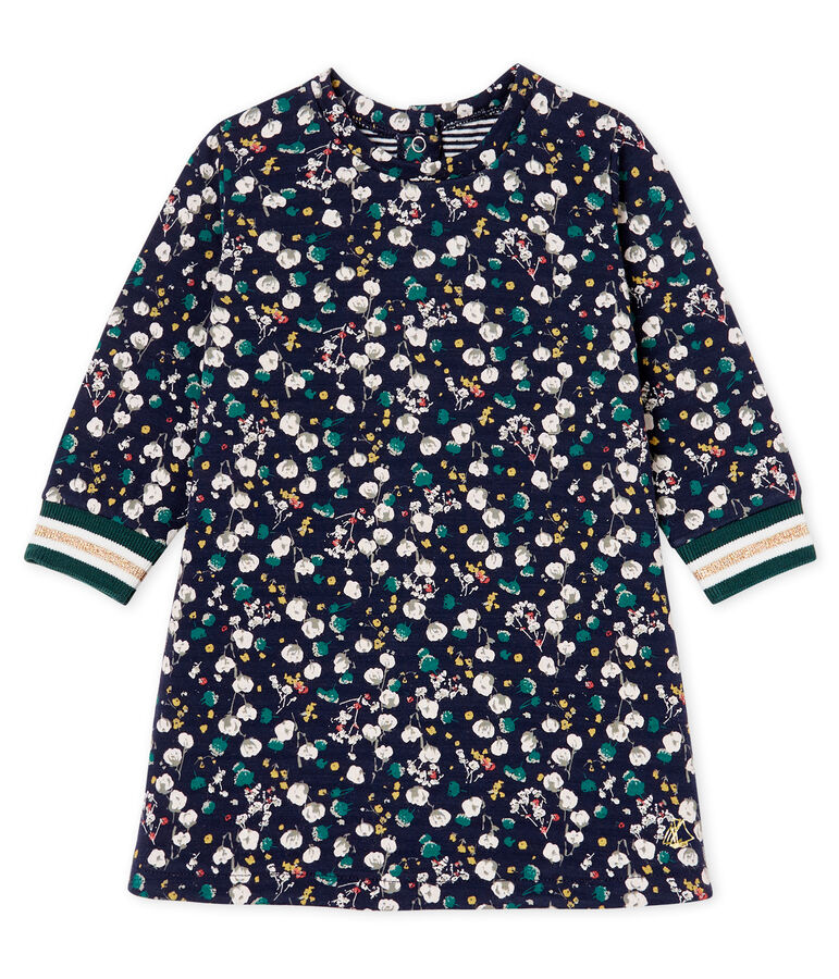 Abito a maniche lunghe da beb&egrave; femmina fantasia blu/multicolore