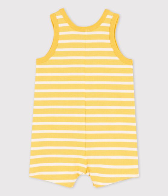 Tutina corta in jersey spesso bebè giallo ORGE/bianco MARSHMALLOW