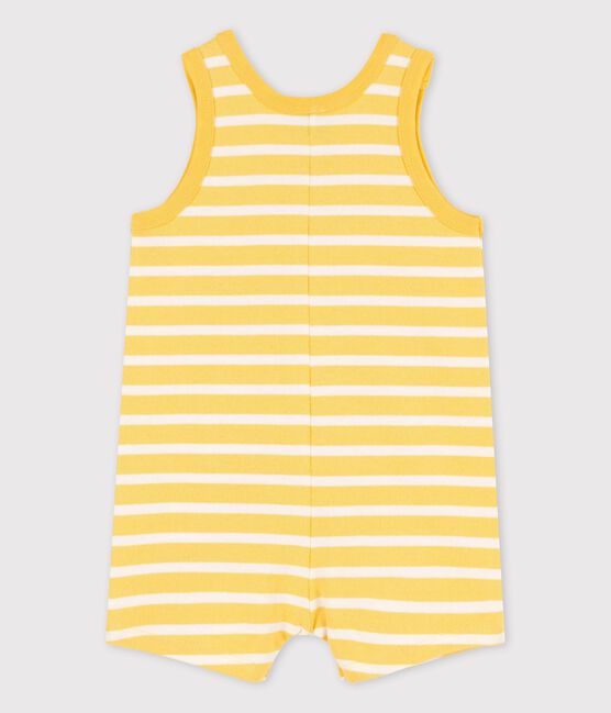 Tutina corta in jersey spesso bebè giallo ORGE/bianco MARSHMALLOW