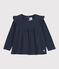 Blusa in cotone bebè. blu SMOKING/bianco MARSHMALLOW