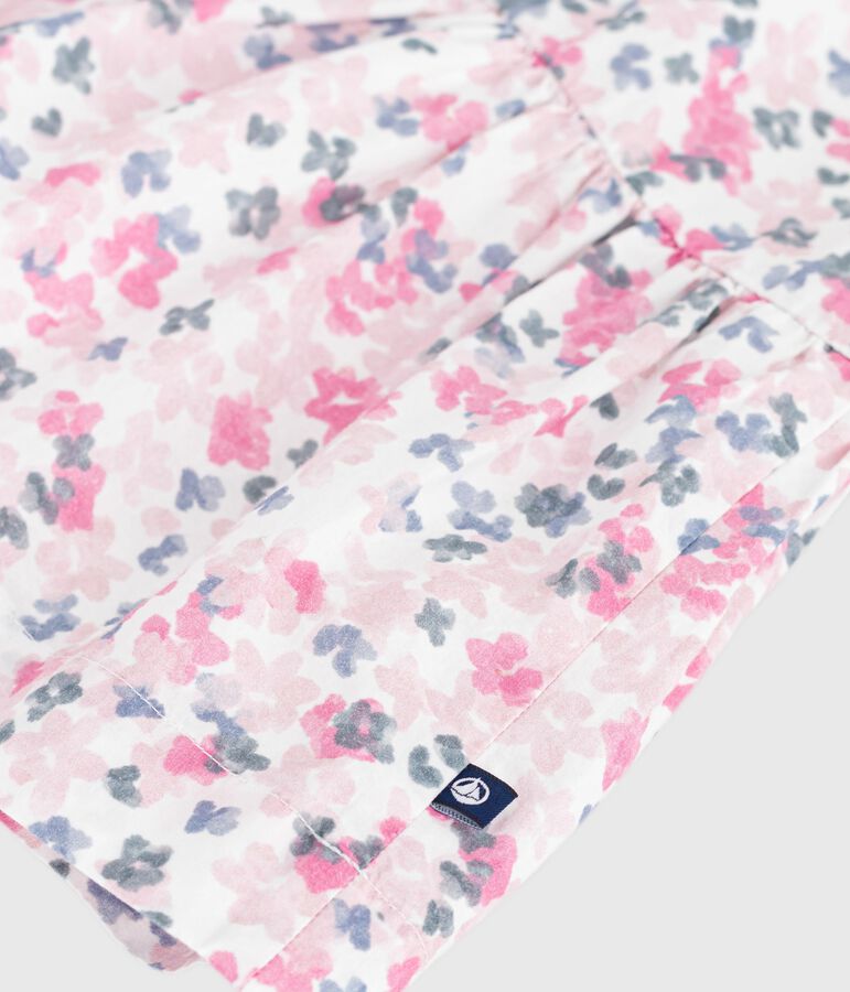 Abito a maniche corte in cotone fantasia bambina bianco/multicolore