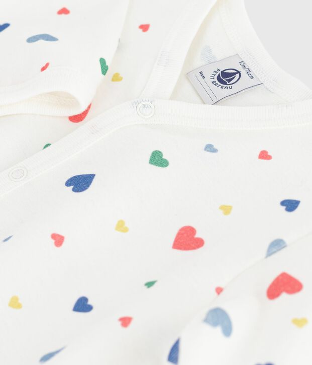 Pigiama senza piedini in cotone stampato neonato bianco/multicolore