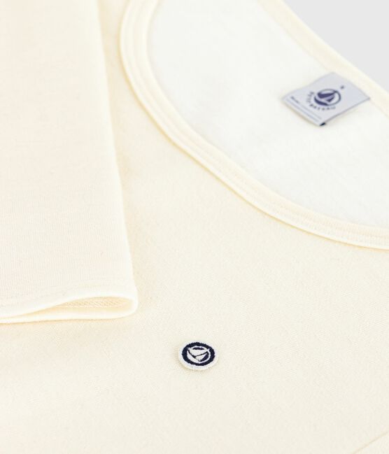 T-shirt a maniche lunghe in lana e cotone donna grigio ECRU
