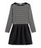 Abito bi-materiale a maniche lunghe donna nero CITY/beige COQUILLE