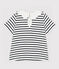 Blusa manica corta in cotone bebè femmina bianco MARSHMALLOW/blu SMOKING