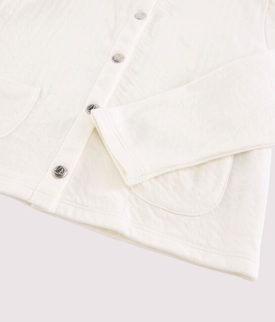 Cardigan in tubique bambina bianco MARSHMALLOW