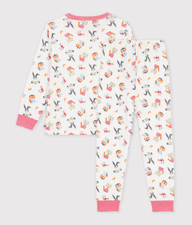 Pigiama in cotone con stampa animalier bambino bianco/multicolore