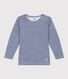 T-shirt a maniche lunghe rigata in lana e cotone da bambino