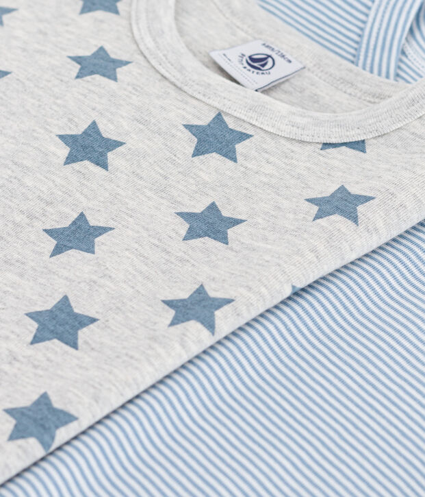 Set di T-shirt bambino a maniche corte in cotone con stampa a stelle multicolore