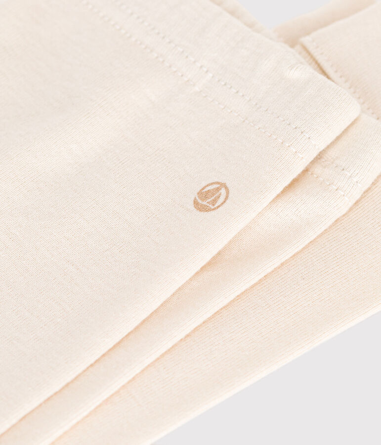 Leggings in cotone tinta unita neonato ecru