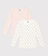 Confezione da 2 t-shirt manica lunga bambina in cotone motivo fiore