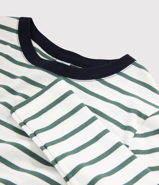 T-shirt girocollo iconica in cotone Donna bianco MARSHMALLOW/verde VALLEE