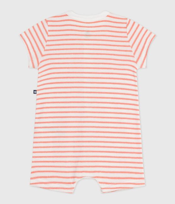 Tutina corta in spugna di cotone a righe neonato arancione MARSHMALLOW/ ABRICOT