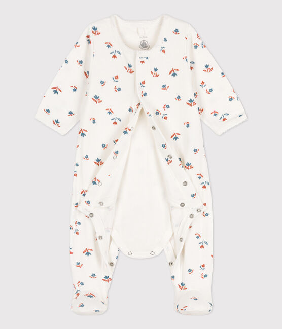 Bodyjama fiore in tubique per neonati bianco MARSHMALLOW/bianco MULTICO