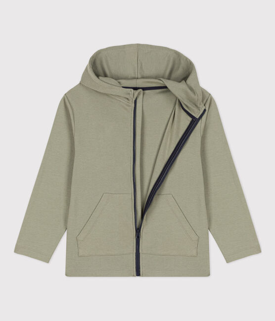Felpa con zip e cappuccio bambino verde MARECAGE
