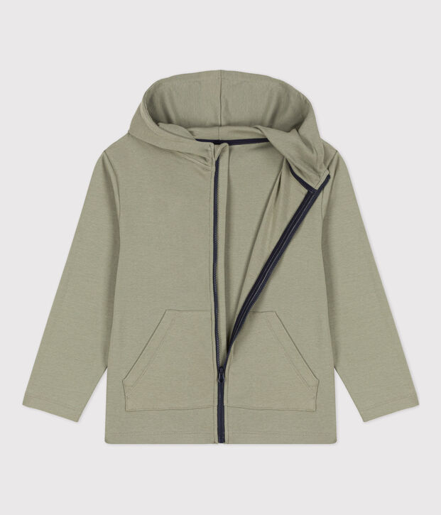 Felpa con zip e cappuccio bambino verde