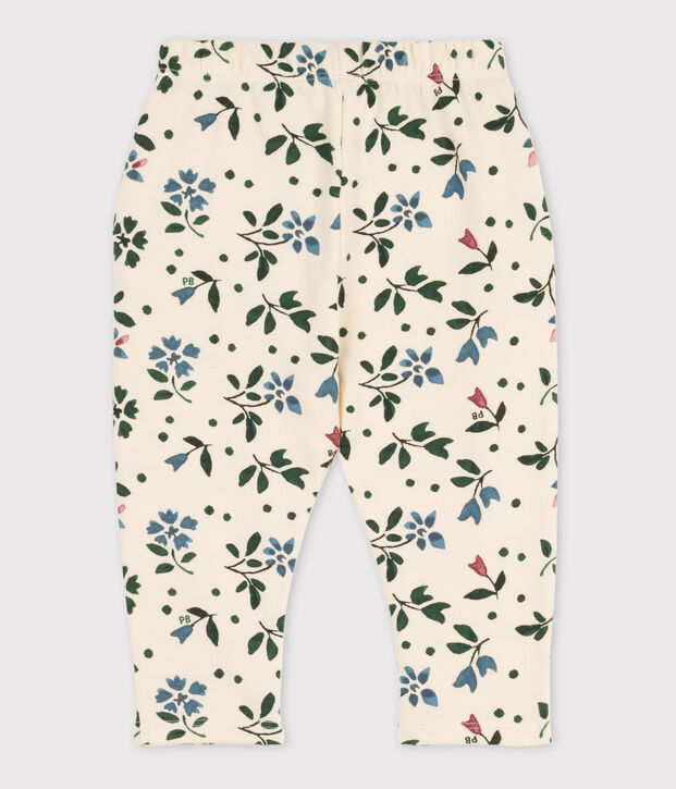Pantaloni beb&egrave; in tessuto felpato fantasia ecru/multicolore