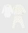 Set regalo 3 pezzi in cotone con orsetto stampato neonato MARSHMALLOW/ BRUN