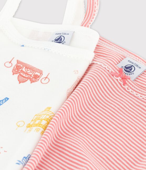 Confezione da 2 canottiere con spalline Parigi bambina in cotone variante 1