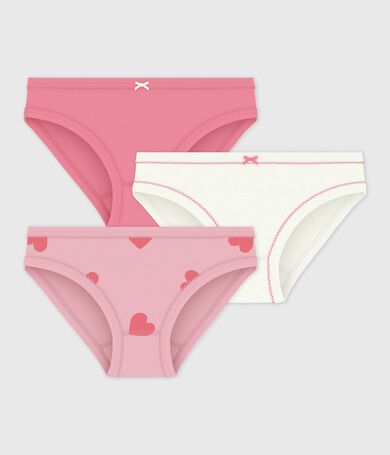 Set di slip in cotone con cuori stampati bambina