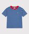 T-shirt a maniche corte in cotone a righe bambino blu CREPUSCULE/ MARSHMALLOW
