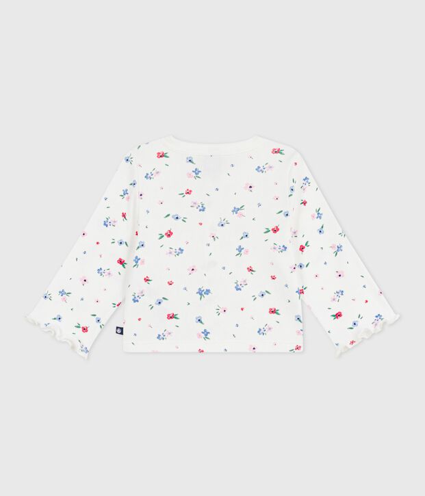 Cardigan in cotone con stampa a fiori neonata bianco/multicolore