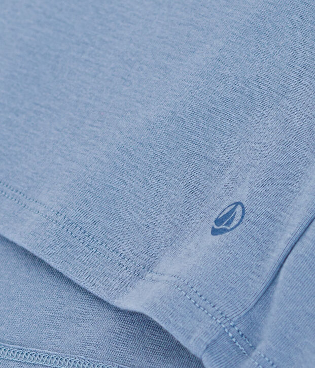 T-shirt L'Iconique scollo a V in cotone tinta unita donna blu