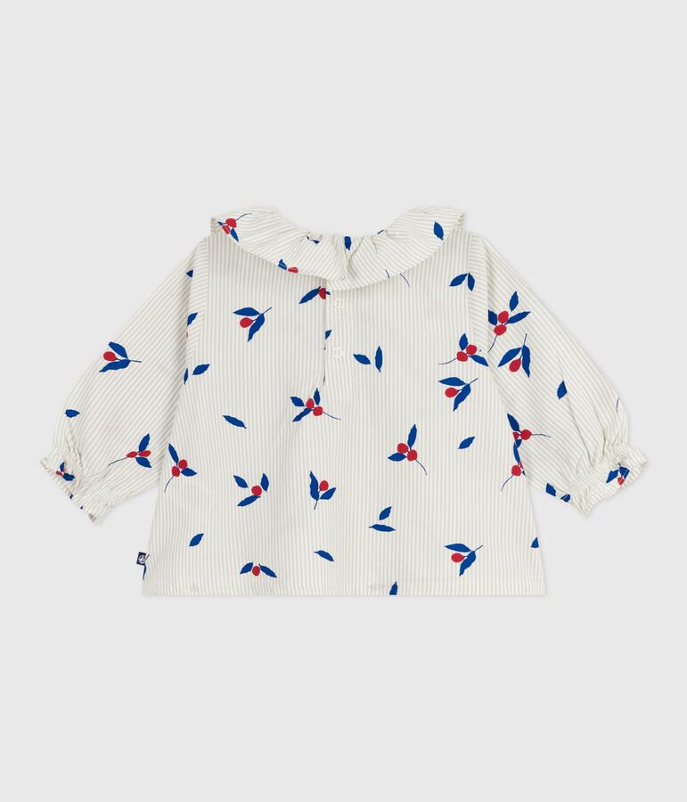Blusa a maniche lunghe in popeline di cotone con bacche stampate neonata CO2/ MULTICO