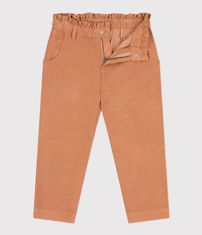 Pantaloni dritti in velluto fine bambina rosa SIENNA
