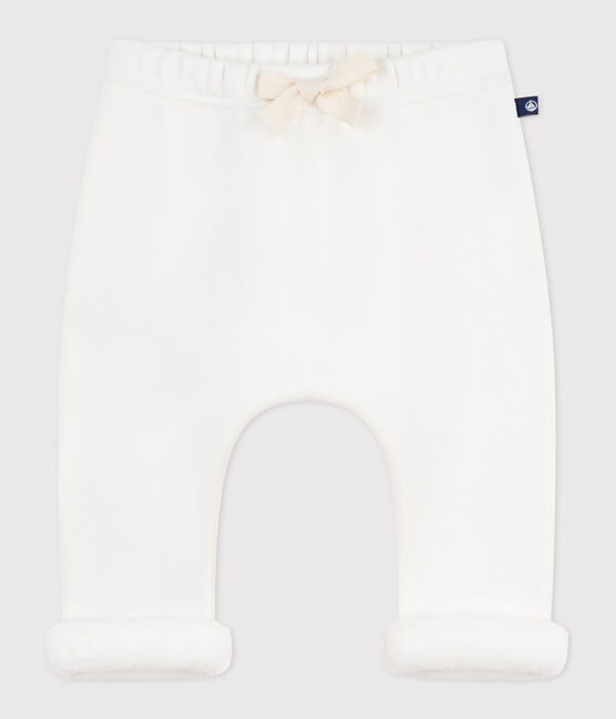 Pantaloni in cotone tinta unita morbido e caldo neonato ecru MILK