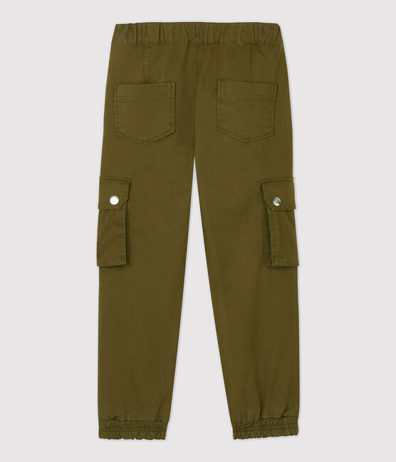 Pantaloni cargo in gabardine di cotone bambino verde MILITARY