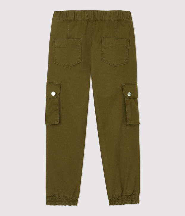 Pantaloni cargo in gabardine di cotone bambino verde