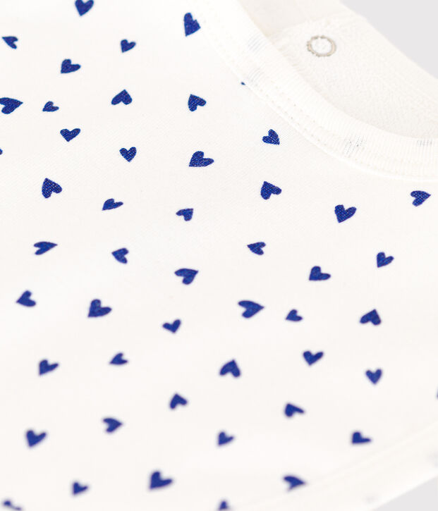 Bavaglino singolo in cotone bianco/blu