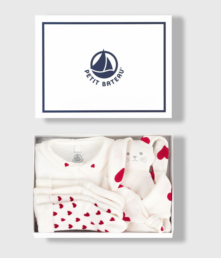 Set regalo nascita con body, doudou e calzini in cotone multicolore