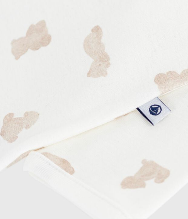 Pigiama senza piedini in cotone con orso stampato neonato bianco/BRUN