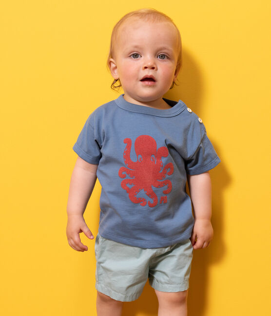 T-shirt bebè a maniche corte bebè in jersey con motivo blu LAVIS