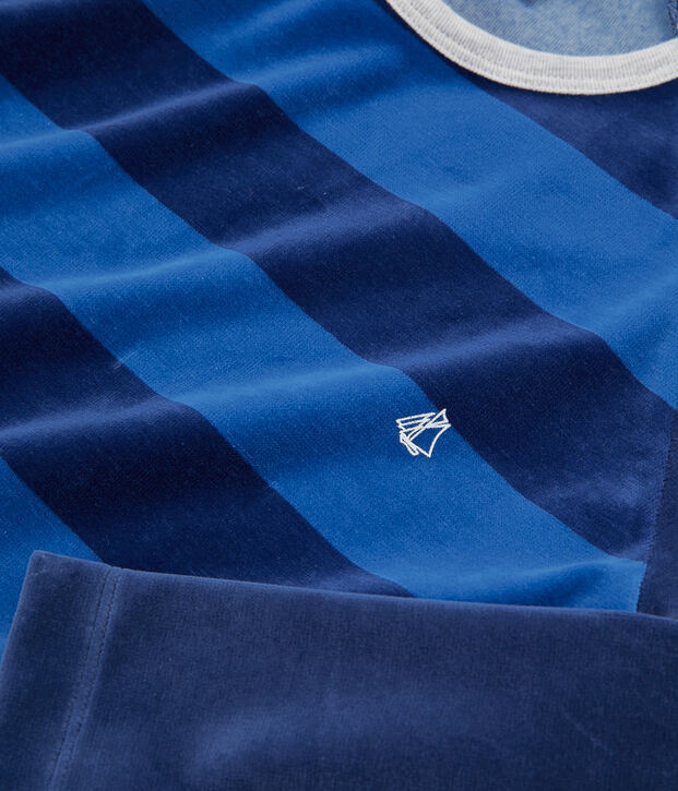 Pigiama ragazzo in ciniglia blu/blu