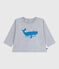 T-shirt a maniche lunghe in cotone con motivo balena neonato grigio FUMEE CHINE